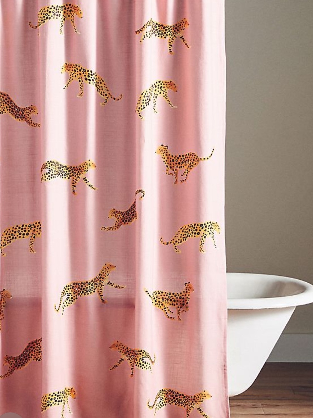 Anthropologie Leopard Organic Cotton Shower Curtain
